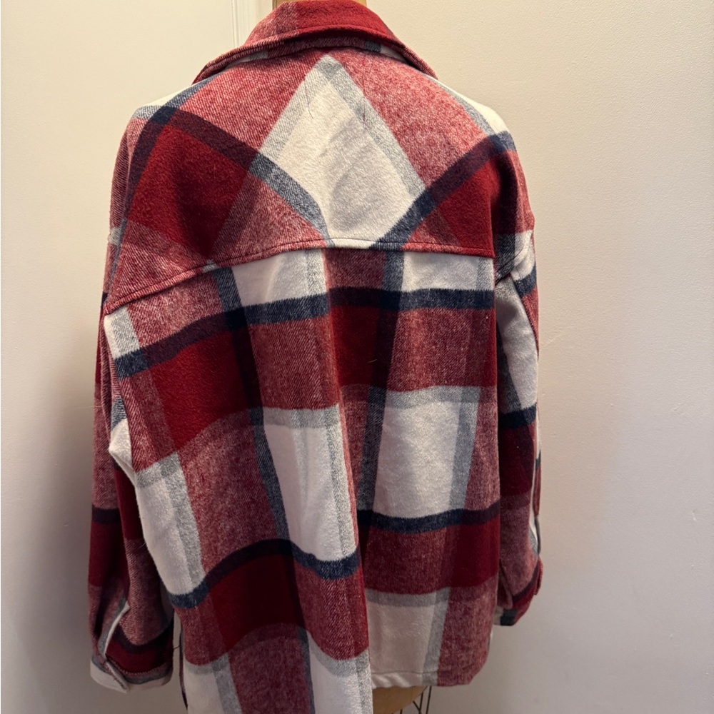 Plaid Red and White Women's flannel - Picture 2 of 3